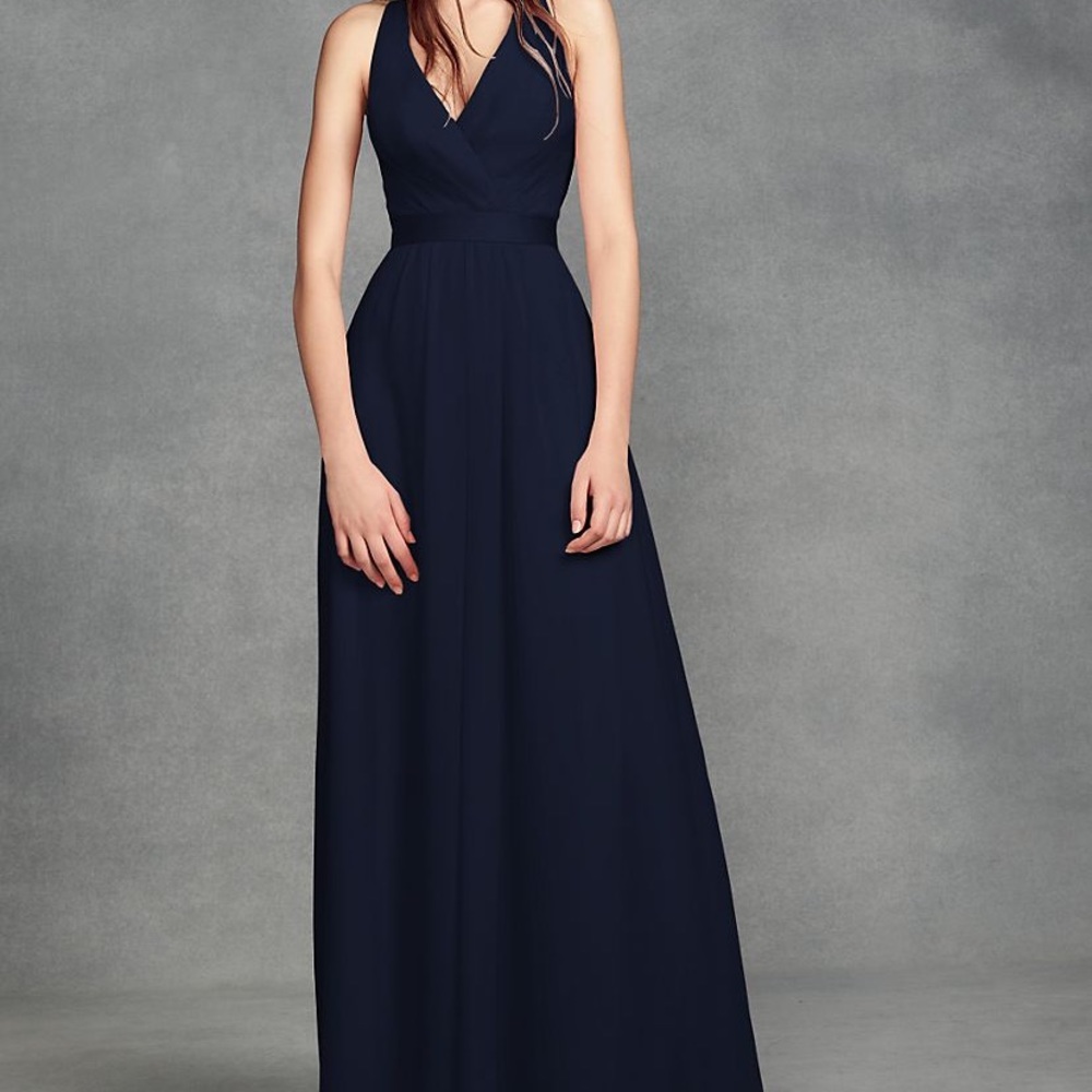 Beautiful chiffon gown! Navy blue. Only worn once